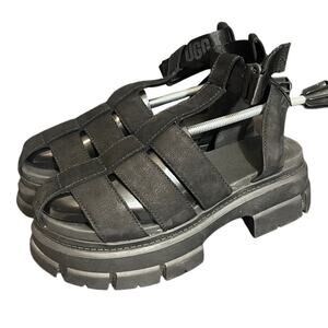 UGG‎ ASHTON STRAPPY BLACK PLATFORM GLADIATOR SANDALS WOMENS SIZE 10